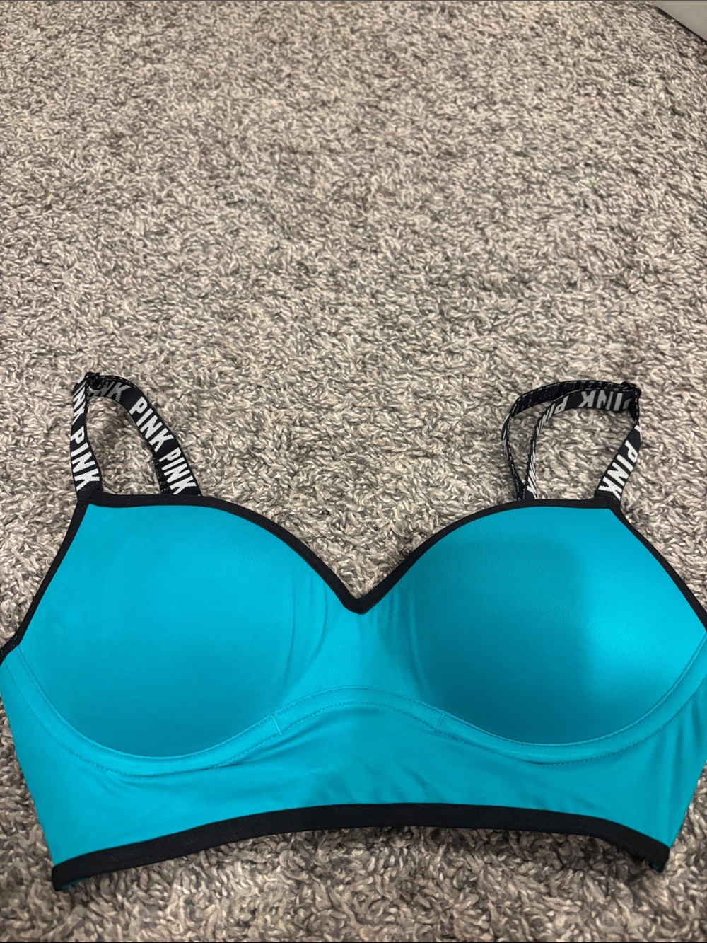 PINK Victoria's Secret Turquoise Seamless Lightly Padded Bra with Logo Straps